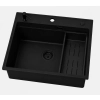 Zlewozmywak granitowy ABSOL 60 czarny Full Black 56x50 cm z syfonem i akcesoriami, Ruvetti