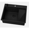 Zlewozmywak granitowy ABSOL 60 czarny Full Black 56x50 cm z syfonem i akcesoriami, Ruvetti