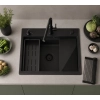 Zlewozmywak granitowy ABSOL 60 czarny Full Black 56x50 cm z syfonem i akcesoriami, Ruvetti