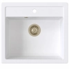 Zlewozmywak granitowy DITTO 60 biały 56x51 cm z syfonem PVD szampan, Ruvetti