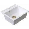 Zlewozmywak granitowy DITTO 60 biały 56x51 cm z syfonem PVD szampan, Ruvetti