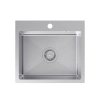 Zlewozmywak stalowy LOOK 50 stal 50x45 cm FM, na równi z blatem, z klasycznym przelewem i syfonem Save Space, Ruvetti