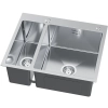 Zlewozmywak stalowy 1,5-komorowy MASIVO 65 stal szczotkowana 61x51 cm FM z ukrytym przelewem i syfonem manualnym Save Space, Ruvetti