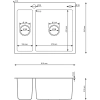 Zlewozmywak stalowy 1,5-komorowy MASIVO 65 stal szczotkowana 61x51 cm FM z ukrytym przelewem i syfonem manualnym Save Space, Ruvetti