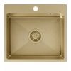 Zlewozmywak stalowy LOOK 50 PVD szampan 50x45 cm z syfonem, Ruvetti