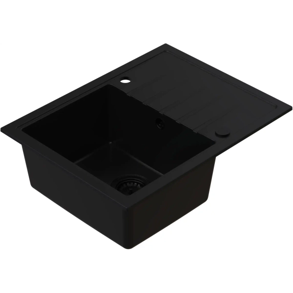 Zlewozmywak granitowy AXEL 120 czarny mat Full Black 65x50 cm z syfonem, Ruvetti