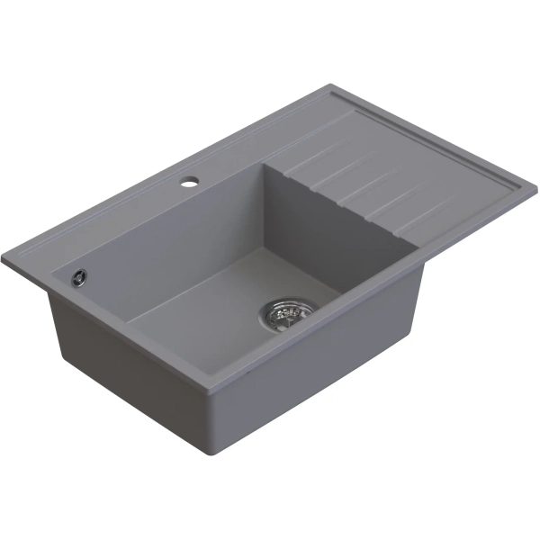 Zlewozmywak granitowy AXEL 160 K szary 79x50 cm z syfonem, Ruvetti