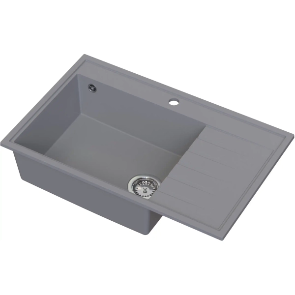 Zlewozmywak granitowy AXEL 160 K szary 79x50 cm z syfonem, Ruvetti