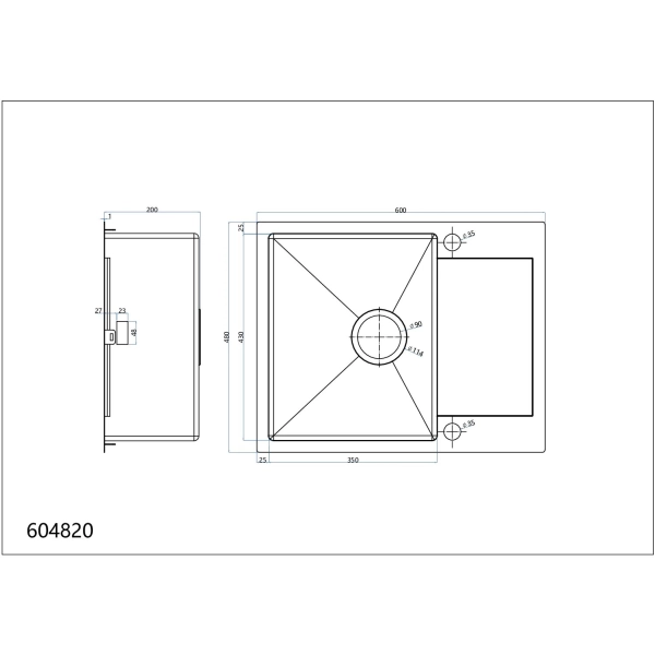 Zlewozmywak stalowy LOOK 120 PVD szampan 60x48 cm z syfonem, Ruvetti