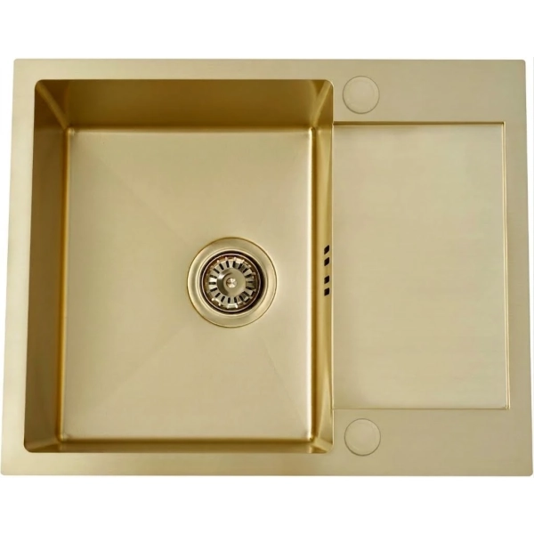 Zlewozmywak stalowy LOOK 120 PVD szampan 60x48 cm z syfonem, Ruvetti