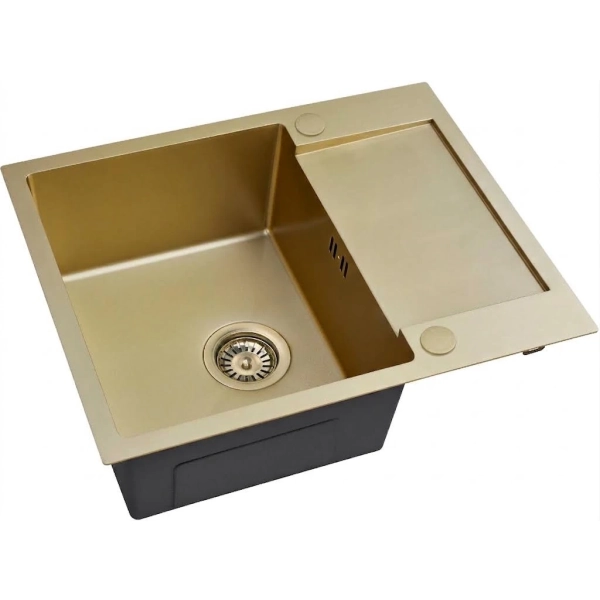Zlewozmywak stalowy LOOK 120 PVD szampan 60x48 cm z syfonem, Ruvetti