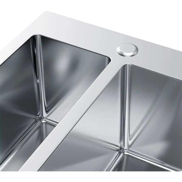 Zlewozmywak stalowy 1,5-komorowy MASIVO 65 stal szczotkowana 61x51 cm FM z ukrytym przelewem i syfonem manualnym Save Space, Ruvetti