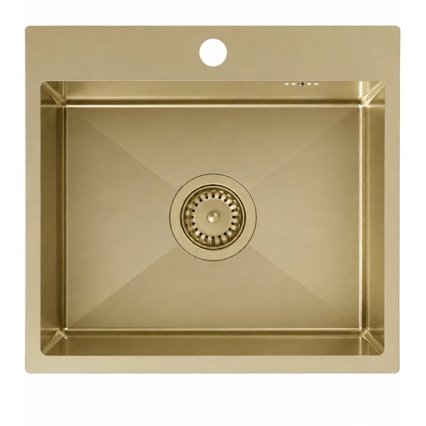 Zlewozmywak stalowy LOOK 50 PVD szampan 50x45 cm z syfonem, Ruvetti